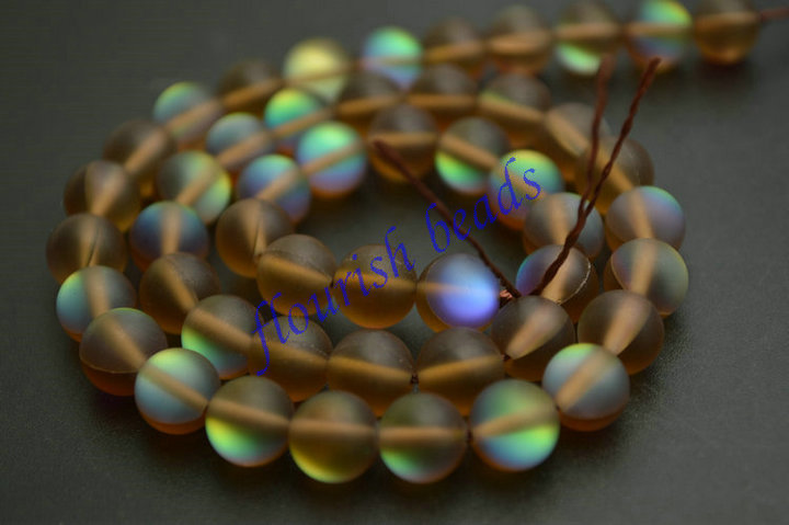 Synthetic Shiny Labradorite Glass Round Loose Beads