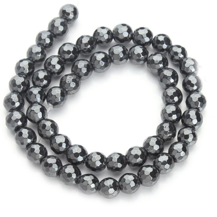 Grade A Quality Non-magnetic Faceted Hematite Smooth Round Loose Beads