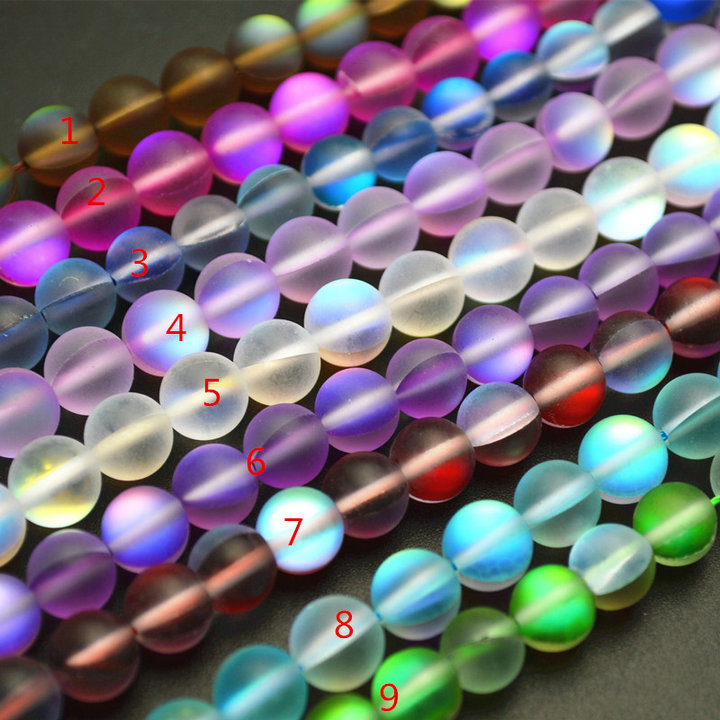Synthetic Shiny Labradorite Glass Round Loose Beads