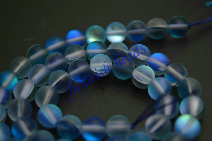 Synthetic Shiny Labradorite Glass Round Loose Beads
