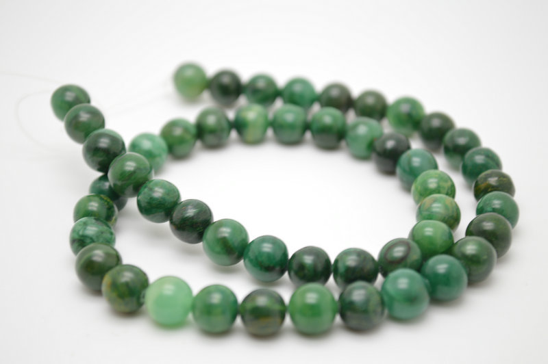 Natural Green African Jade Stone Round Beads