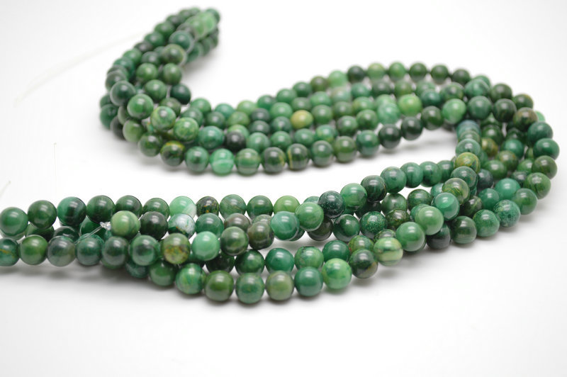 Natural Green African Jade Stone Round Beads