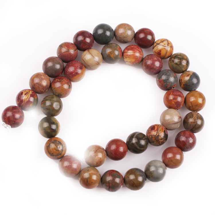Natural Picasso Jasper Red Veins Turquoise Stone Round Loose Beads