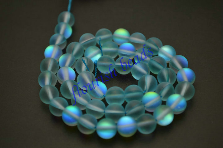 Synthetic Shiny Labradorite Glass Round Loose Beads