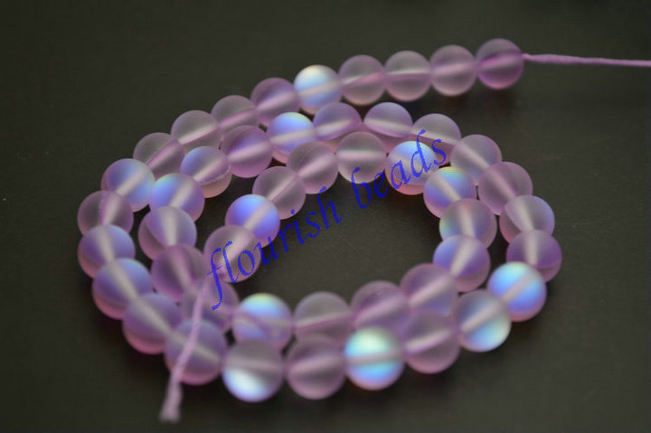 Synthetic Shiny Labradorite Glass Round Loose Beads
