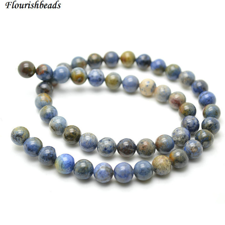 Natural Sunset Black Spot Dumortierite Stone Round Loose Beads