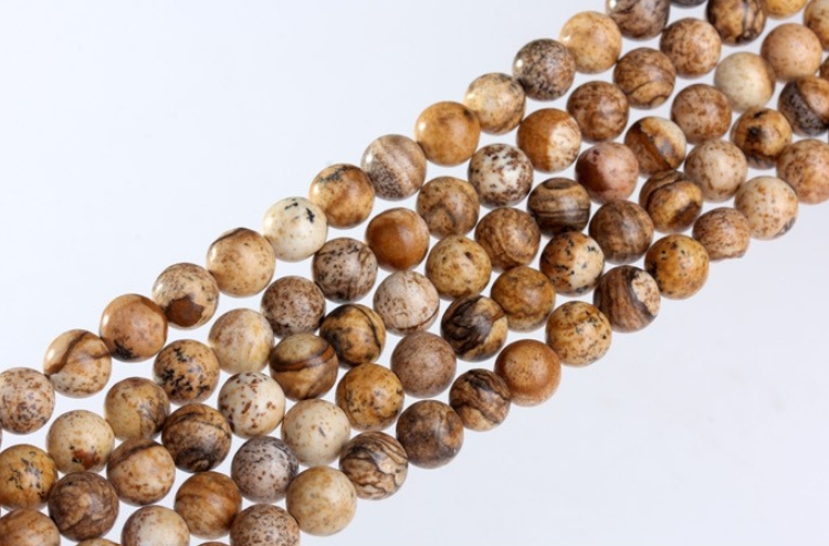4mm~16mm Natura Yellow Picture Jasper Stone Round Beads