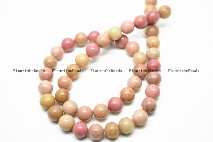 Natural Pink Rhodonite Stone Round Loose Beads