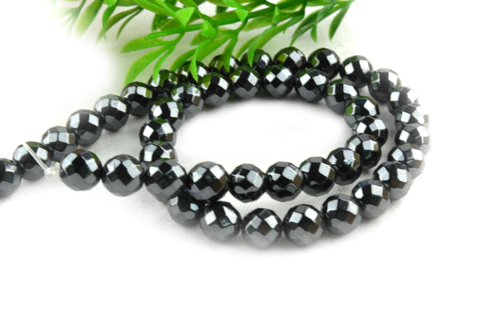 Grade A Quality Non-magnetic Faceted Hematite Smooth Round Loose Beads