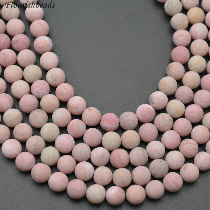 Matte Natural Pink Rhodonite Stone Round Loose Beads