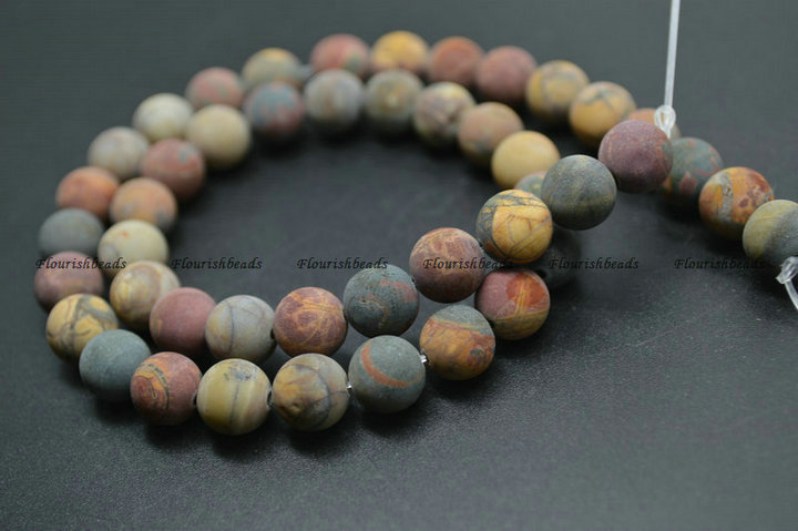 Matte Natural Picasso Jasper Red Veins Turquoise Stone Round Loose Beads