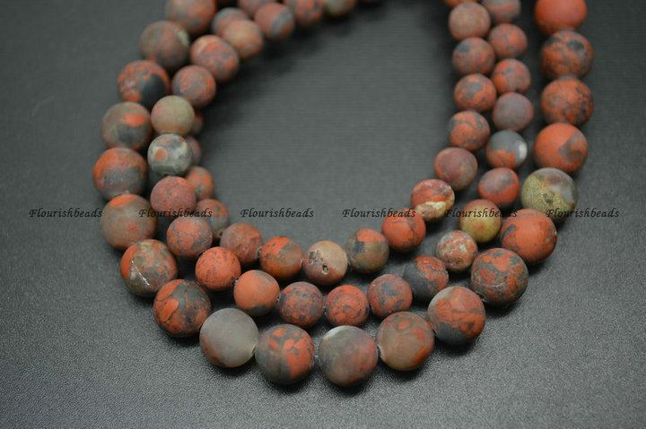  Matte Natural Brecciated Jasper Stone Round Beads