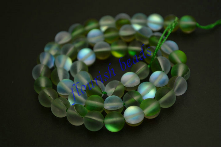Synthetic Shiny Labradorite Glass Round Loose Beads