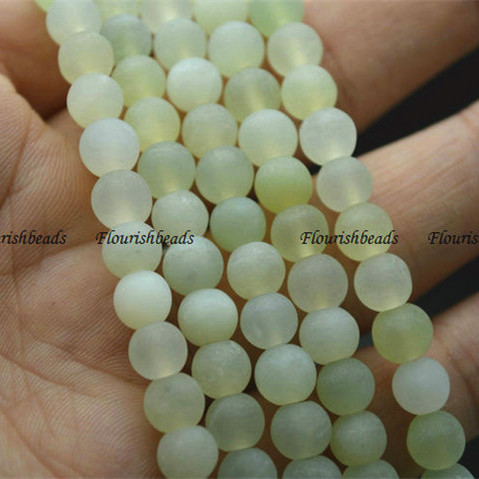 Matte Light Natural Yellow Jade (Xinshan Jade) Stone Round Loose beads