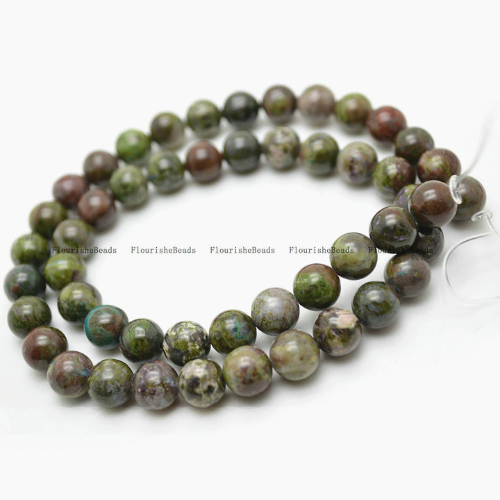 8mm Natural Green Dinosaur Stone ( Cuprite ) Round Loose Beads