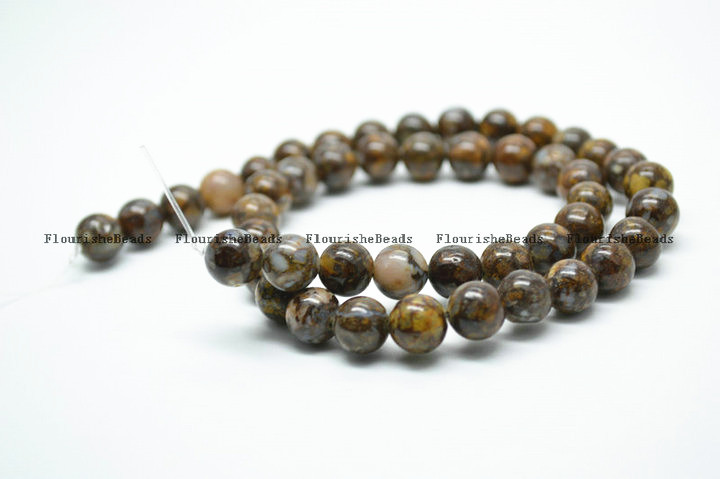 4mm~12mm Natural Brown Opal Stone Round Loose Beads
