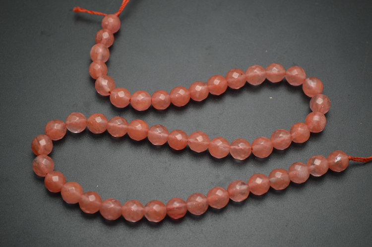 4mm~14mm Faceted Natural Cherry Quartz Round Loose Beads