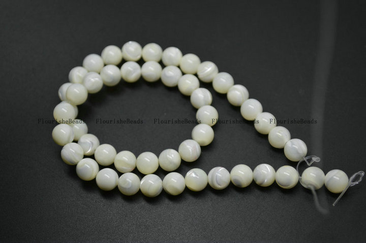 4mm~10mm Natural White Shell Round Loose Beads