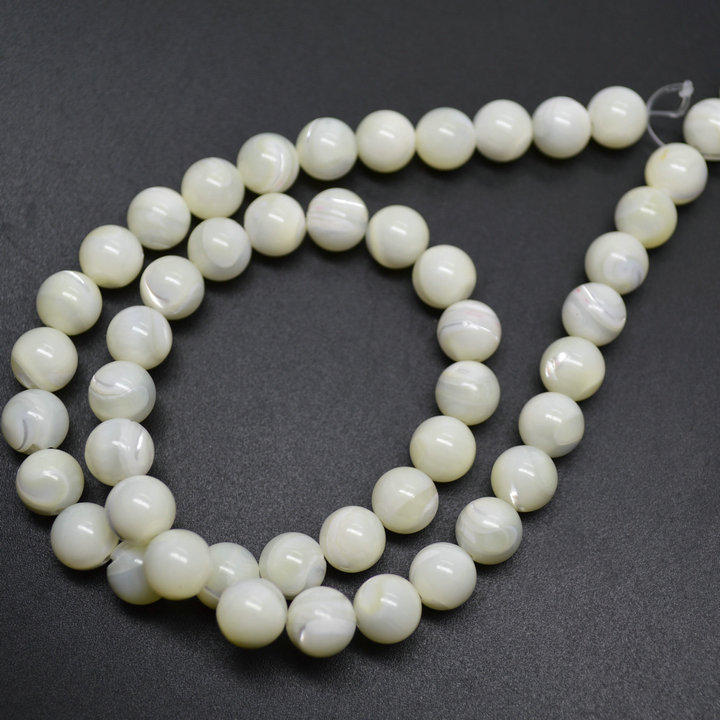 4mm~10mm Natural White Shell Round Loose Beads