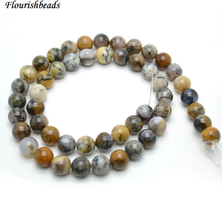 6mm 8mm Natural Black Grass Opal Stone Round Loose Beads