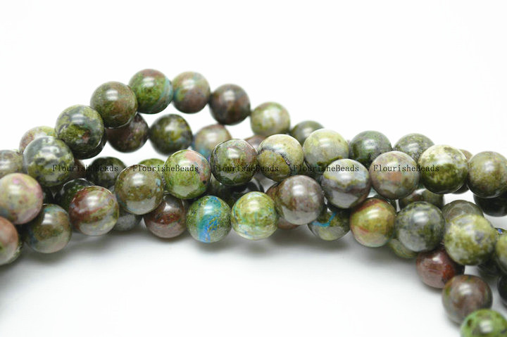 8mm Natural Green Dinosaur Stone ( Cuprite ) Round Loose Beads