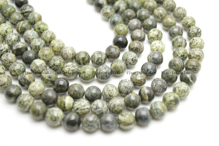 6mm~12mm Green Zebra Jasper Stone Round Loose Beads