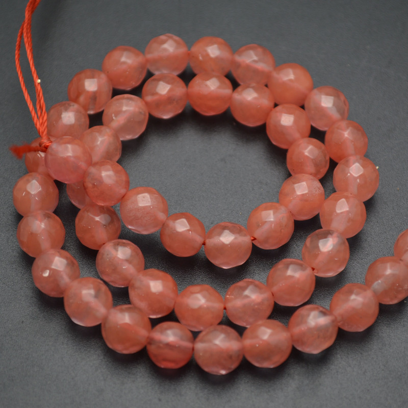 4mm~14mm Faceted Natural Cherry Quartz Round Loose Beads