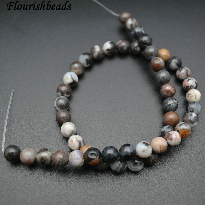 6mm 8mm Natural Black White Zebra Agate Stone Round Loose Beads
