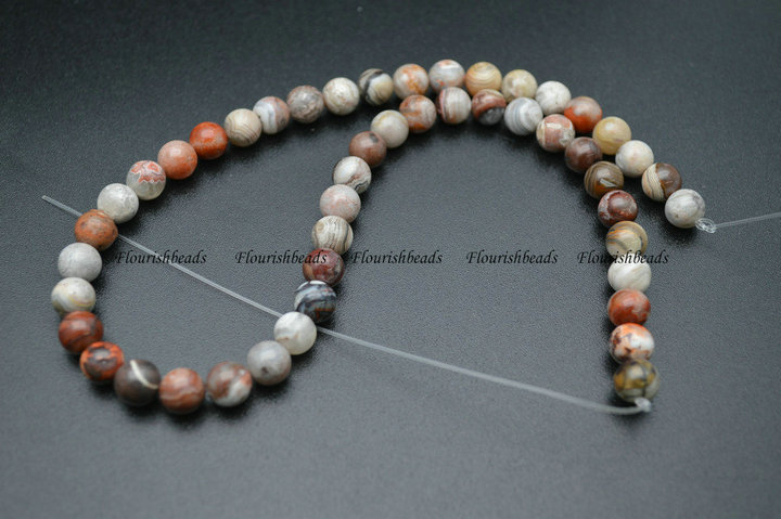 Natural Mexico Laguna Lace Agate Stone Round Loose Beads