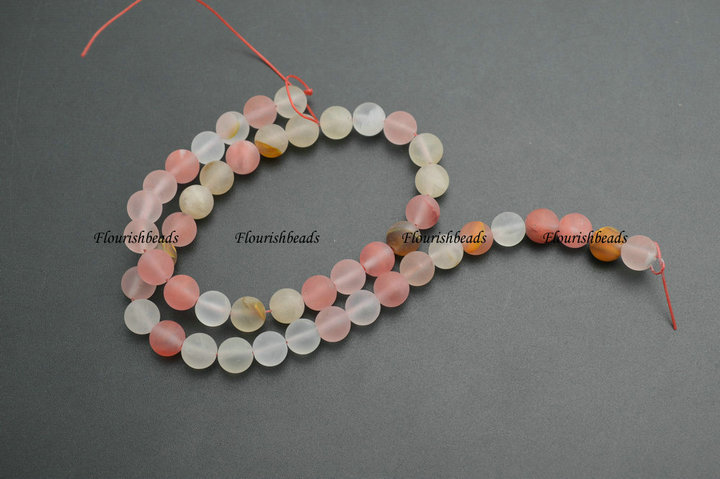 4mm~12mm Matte Watermelon Quartz Round Loose Beads