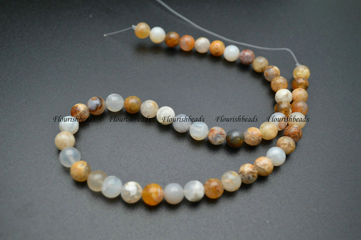 6mm 8mm Regency Rose Plume Agate Stone Round Loose Beads