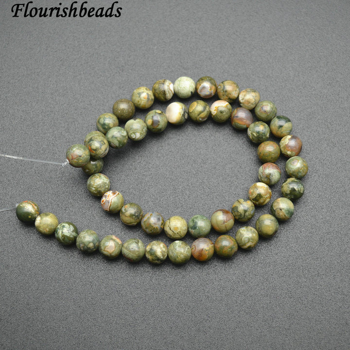 4mm~10mm Green Rhyolite Stone Round Loose Beads