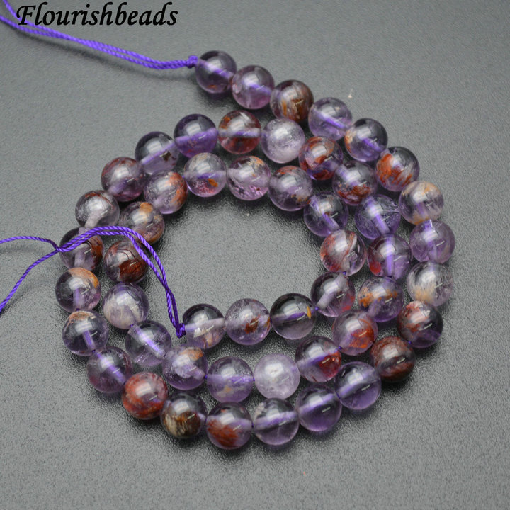 6mm 8mm 10mm Natural Purple Phantom Quartz Stone Round Loose Beads