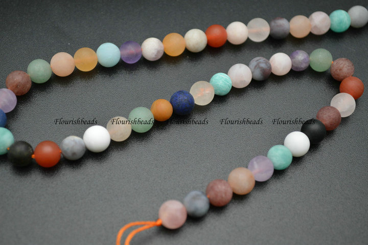 6mm 8mm 10mm Matte Natural Mix Quartz Stone Round Loose Beads