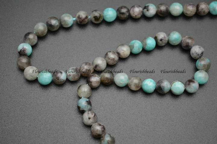 6mm 8mm 10mm Natural Madagascar Black Amazonite Stone Round Loose Beads