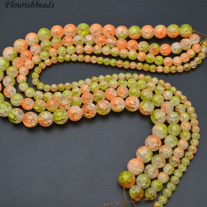 6mm~12mm Yellow Color Crack Crystal Round Loose Beads