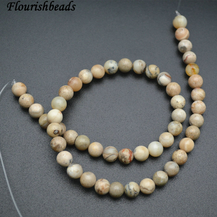 Natural Gray African Opal Stone Round Loose Beads