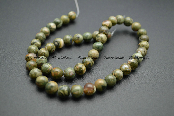4mm~10mm Green Rhyolite Stone Round Loose Beads