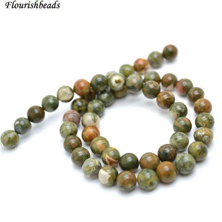 4mm~10mm Natural Green Brown Jasper ( Rhyolite ) Stone Round Loose Beads