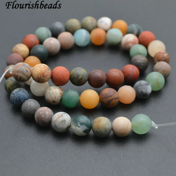 6mm 8mm 10mm Matte Mix Gemstone Round Loose Beads