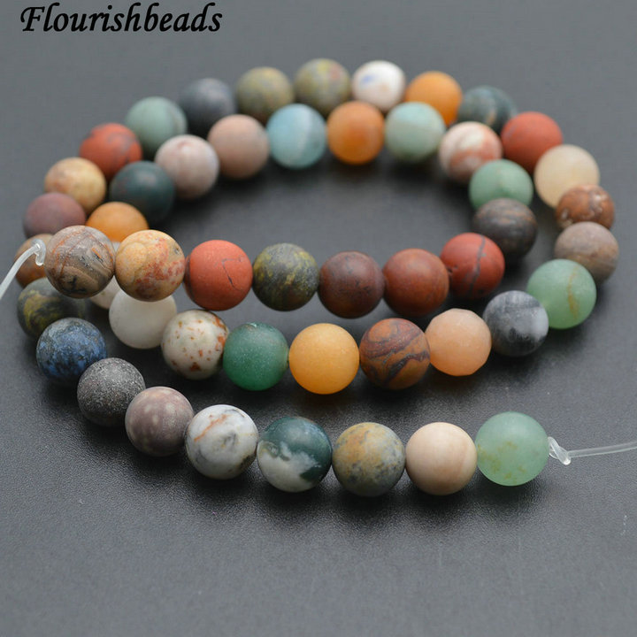 6mm 8mm 10mm Matte Mix Gemstone Round Loose Beads