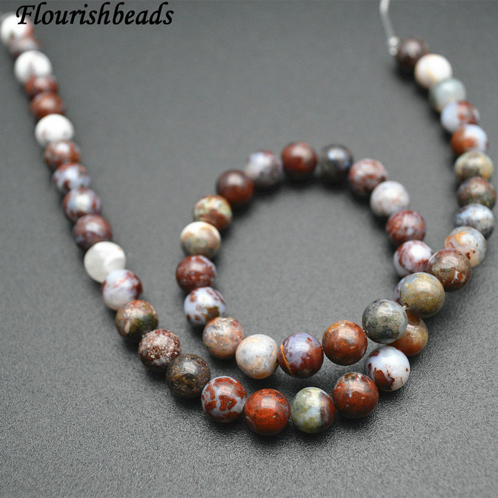 4mm~12mm Natural Red Lightning Agate Stone Round Loose Beads