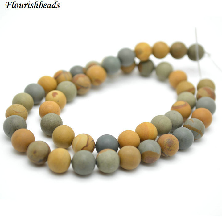 Matte American Brown Picture Jasper Stone Round Loose Beads