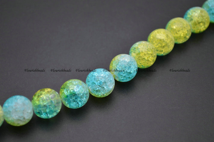 6mm~12mm Blue Yellow Crack Crystal Round Loose Beads