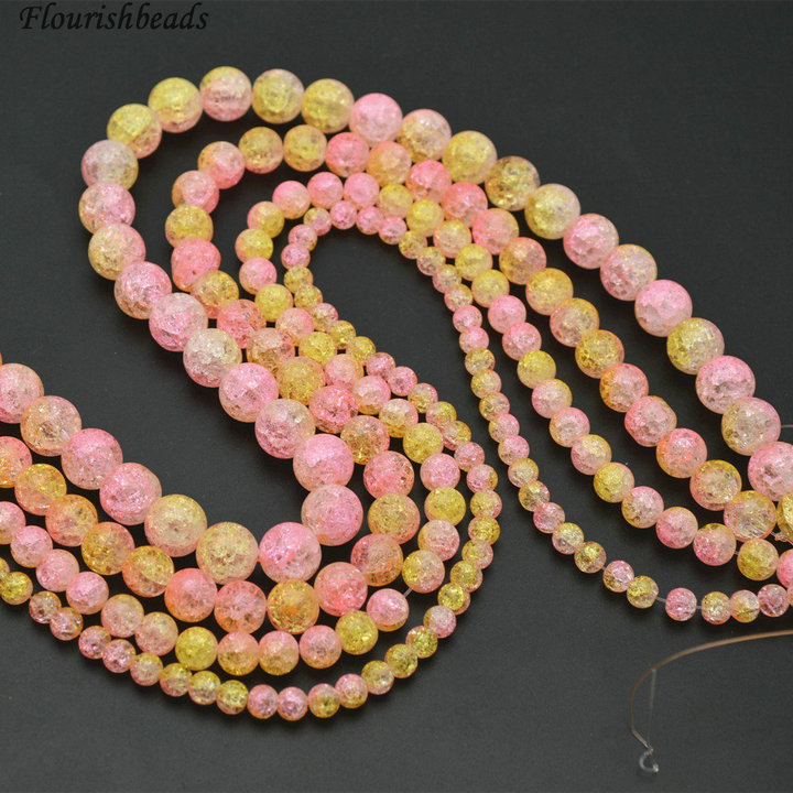 6mm~12mm Pink Crack Crystal Round Loose Beads