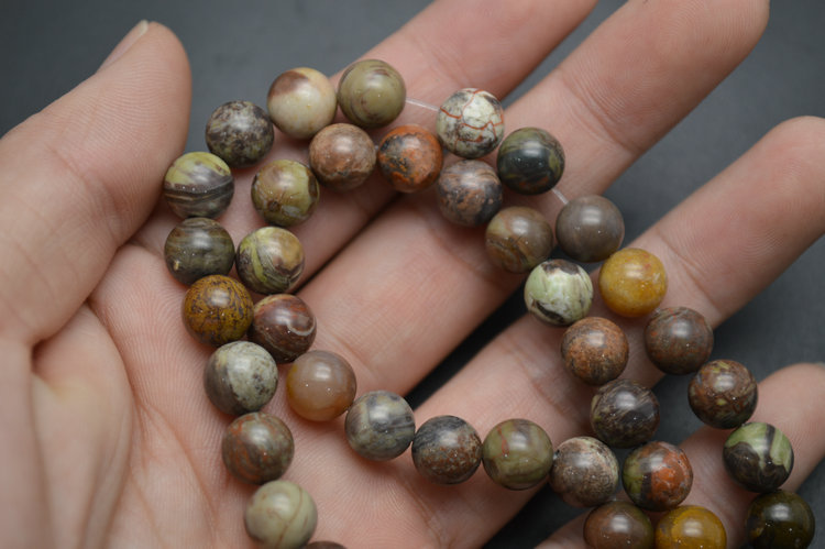 Natural Brown Jasper Stone Round Loose Beads