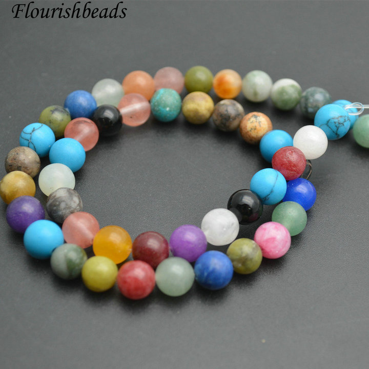 6mm 8mm 10mm Matte Natural Mix Quartz Stone Round Loose Beads