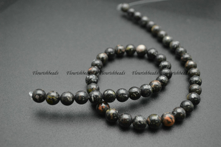 6mm 8mm 10mm Green Spot Jasper Stone Round Loose Beads