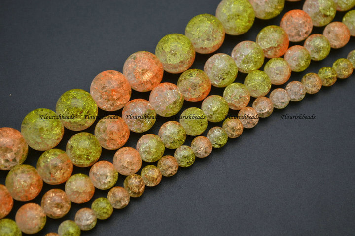 6mm~12mm Yellow Color Crack Crystal Round Loose Beads