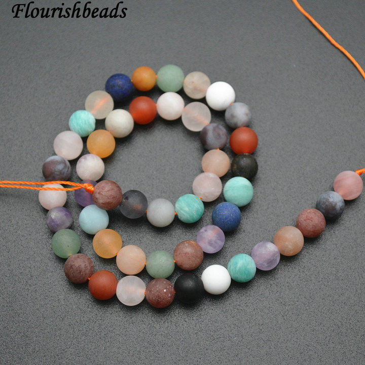 6mm 8mm 10mm Matte Natural Mix Quartz Stone Round Loose Beads